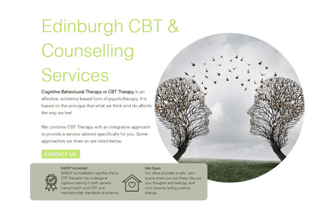 Edinburgh CBT, one of LoudLocal's customer's website hompage