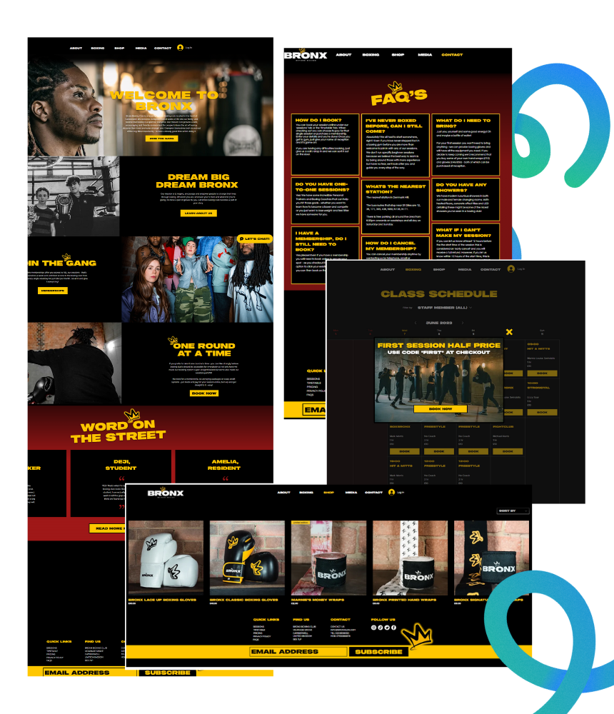 A selection of screenshots from the Bronx website LoudLocal designed on Wix