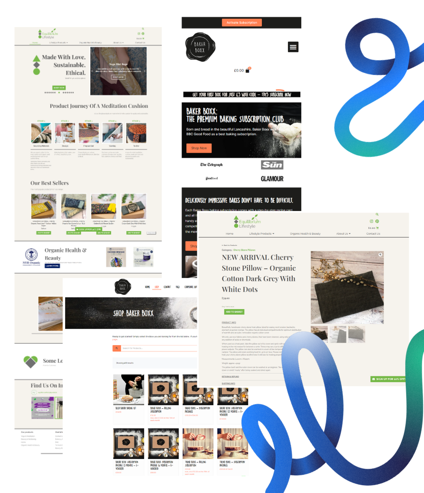 An image of various e-commerce website that LoudLocal have designed