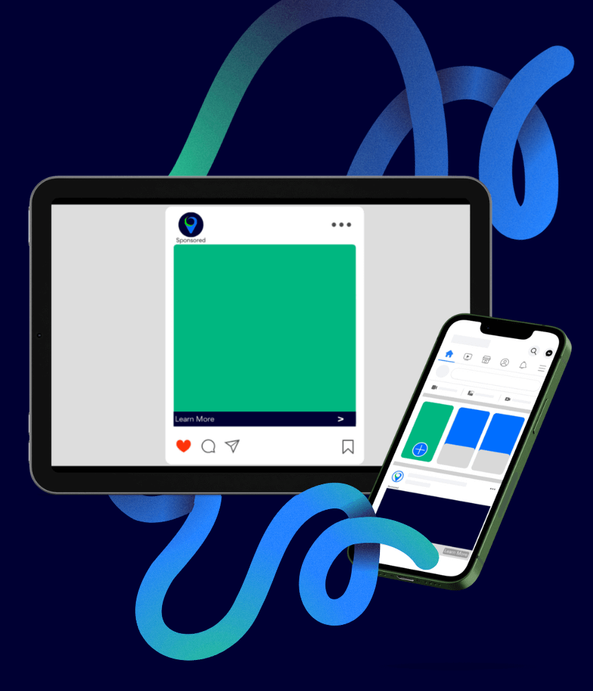 paid social media graphic of phone and tablet screen